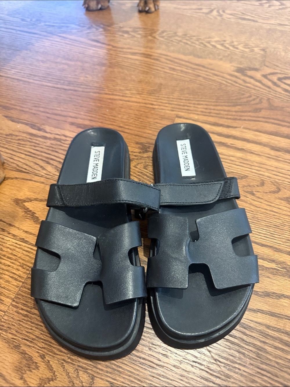 Steve Madden Black Double-Strap Slide Sandals